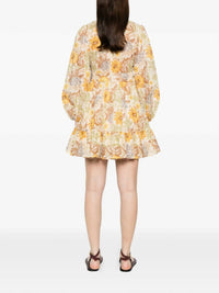 Zimmermann Daylight Mini Wrap Dress in stamp floral cream - women's dress - alternate view