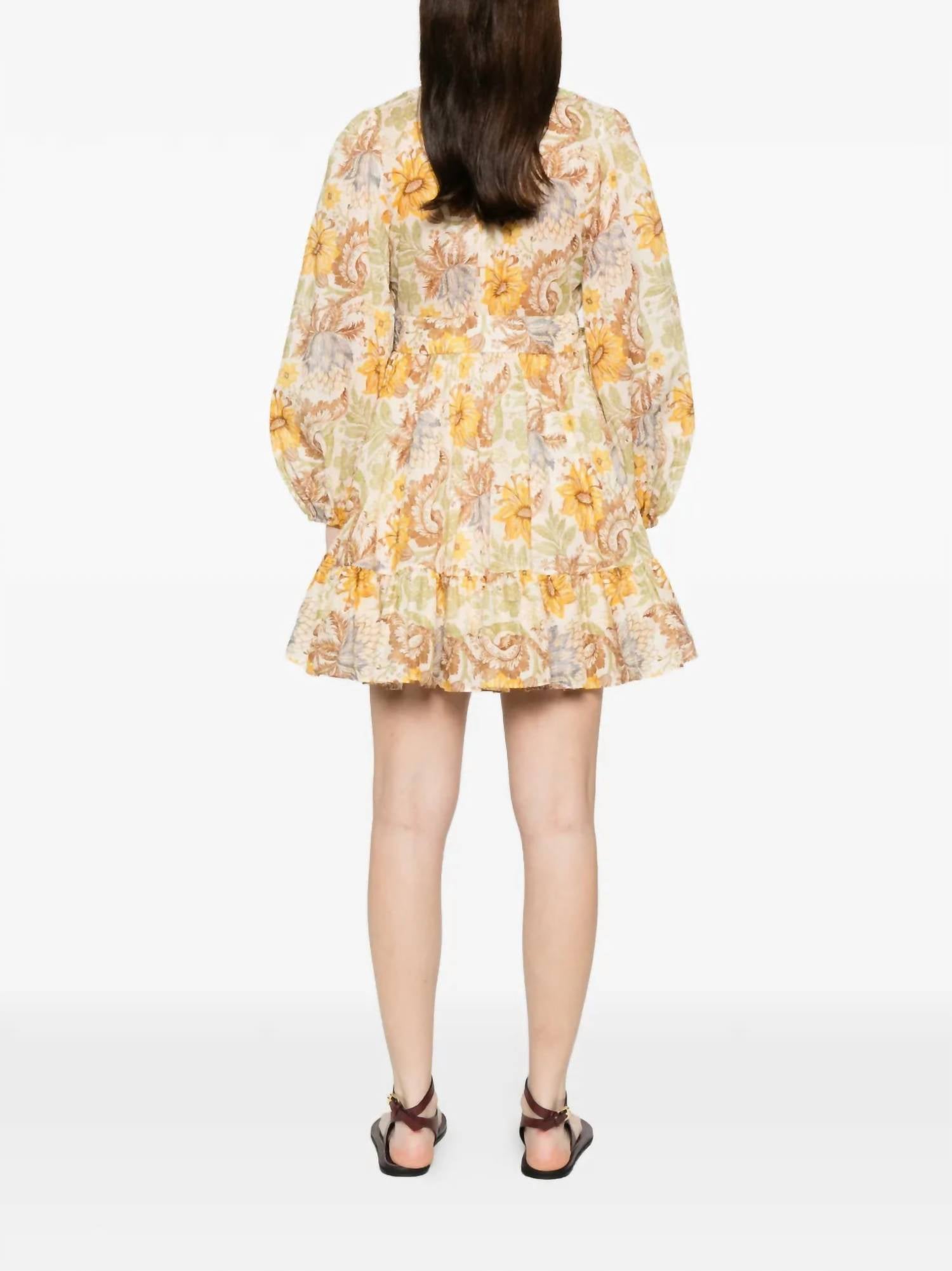 Zimmermann Daylight Mini Wrap Dress in stamp floral cream - women's dress - alternate view