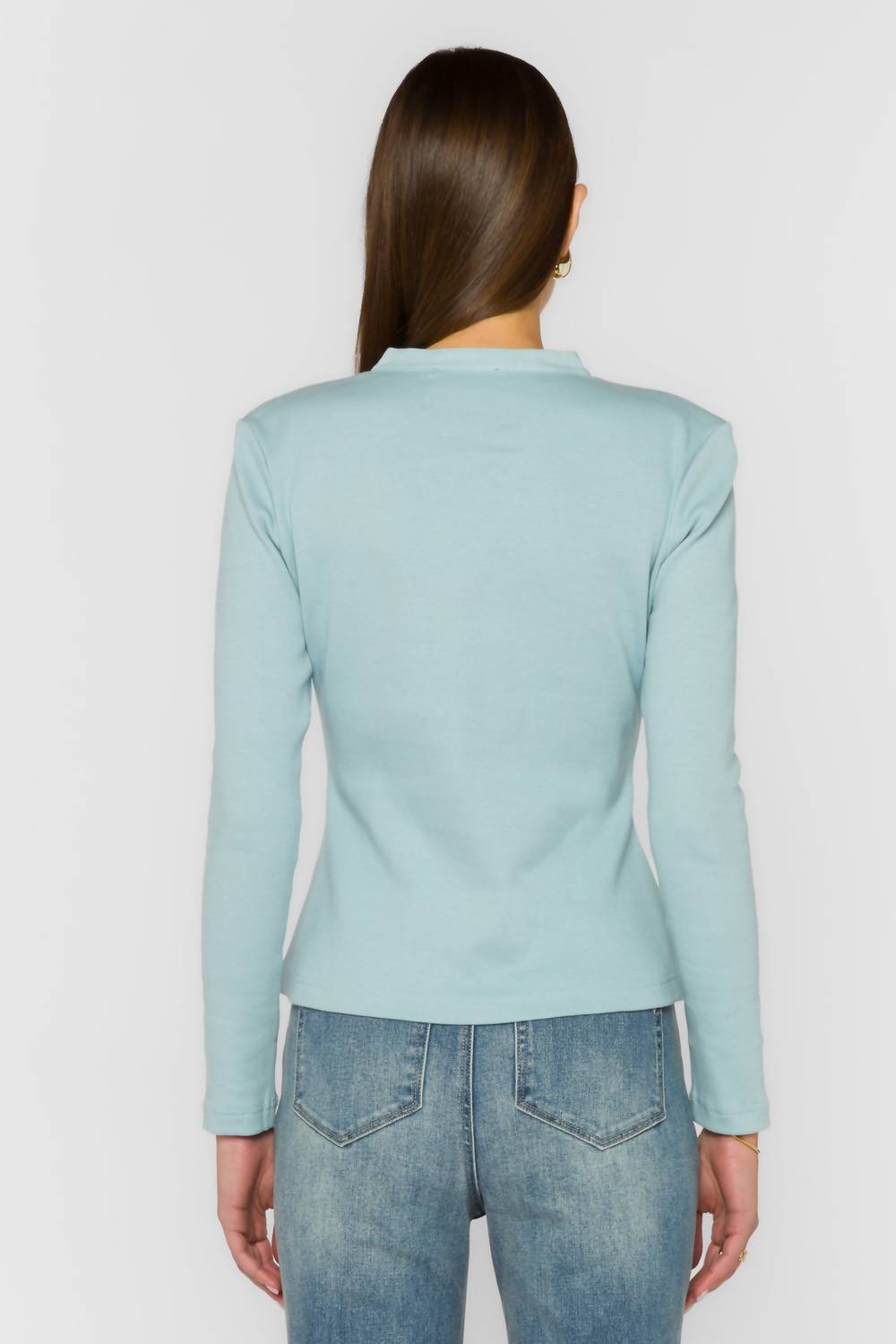 Velvet Heart Christella Henley Top in blue mist - women's long sleeve top - view 4