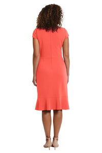 London Times - Cap Sleeve Wrap Dress With Cascade Ruffle