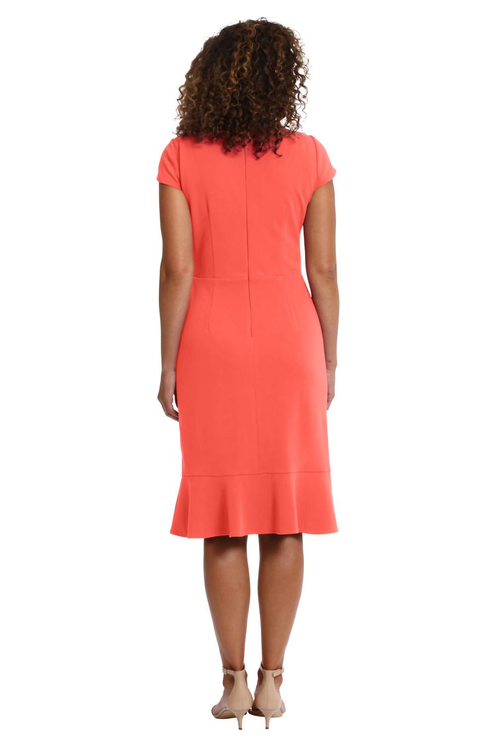 London Times - Cap Sleeve Wrap Dress With Cascade Ruffle