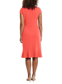 London Times - Cap Sleeve Wrap Dress With Cascade Ruffle