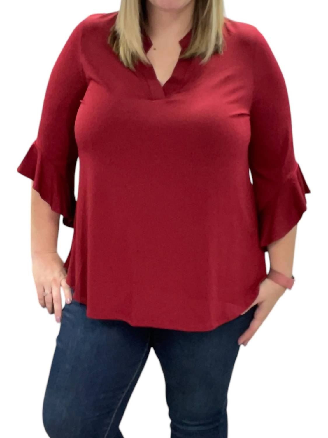 Honeyme - Ruffle Sleeve Gabby Tunic Top