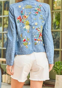 Paparazzi - Embroidered Denim Tencel Cascade Jacket