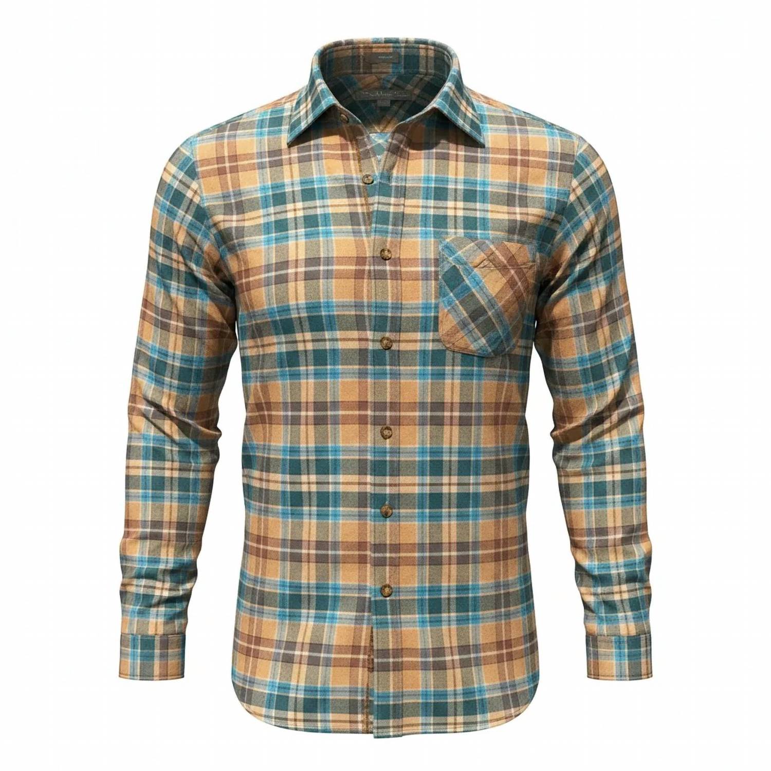 Madeleine Finn - Men's Plaid Button Down Long Sleeve Shirt