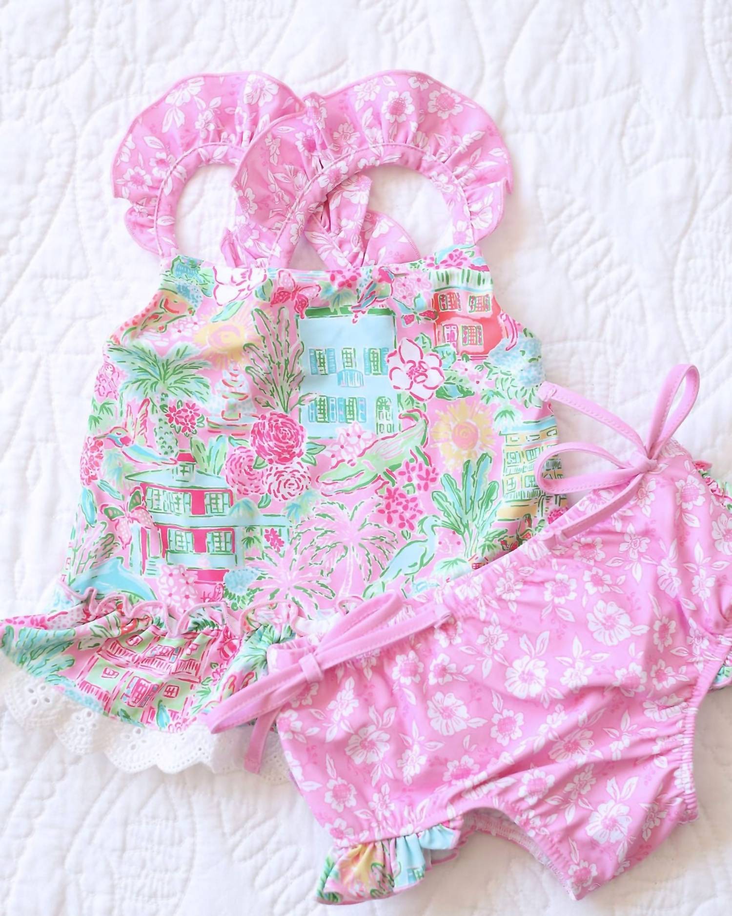 Charlies Project - Girl's Samantha Ruffle Two Piece Tankini Swim Set