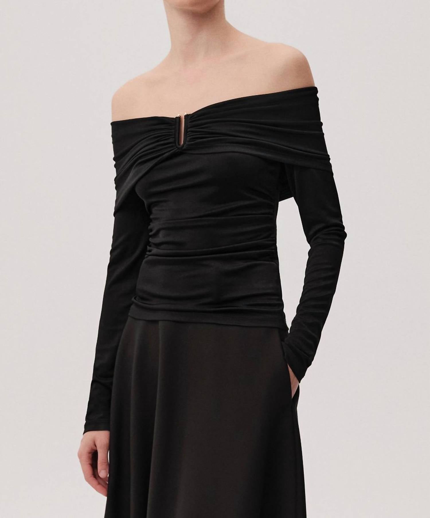 EXQUISE Jasmyn K.lonmg Sleeve Blouse in black - women's blouse - view 5