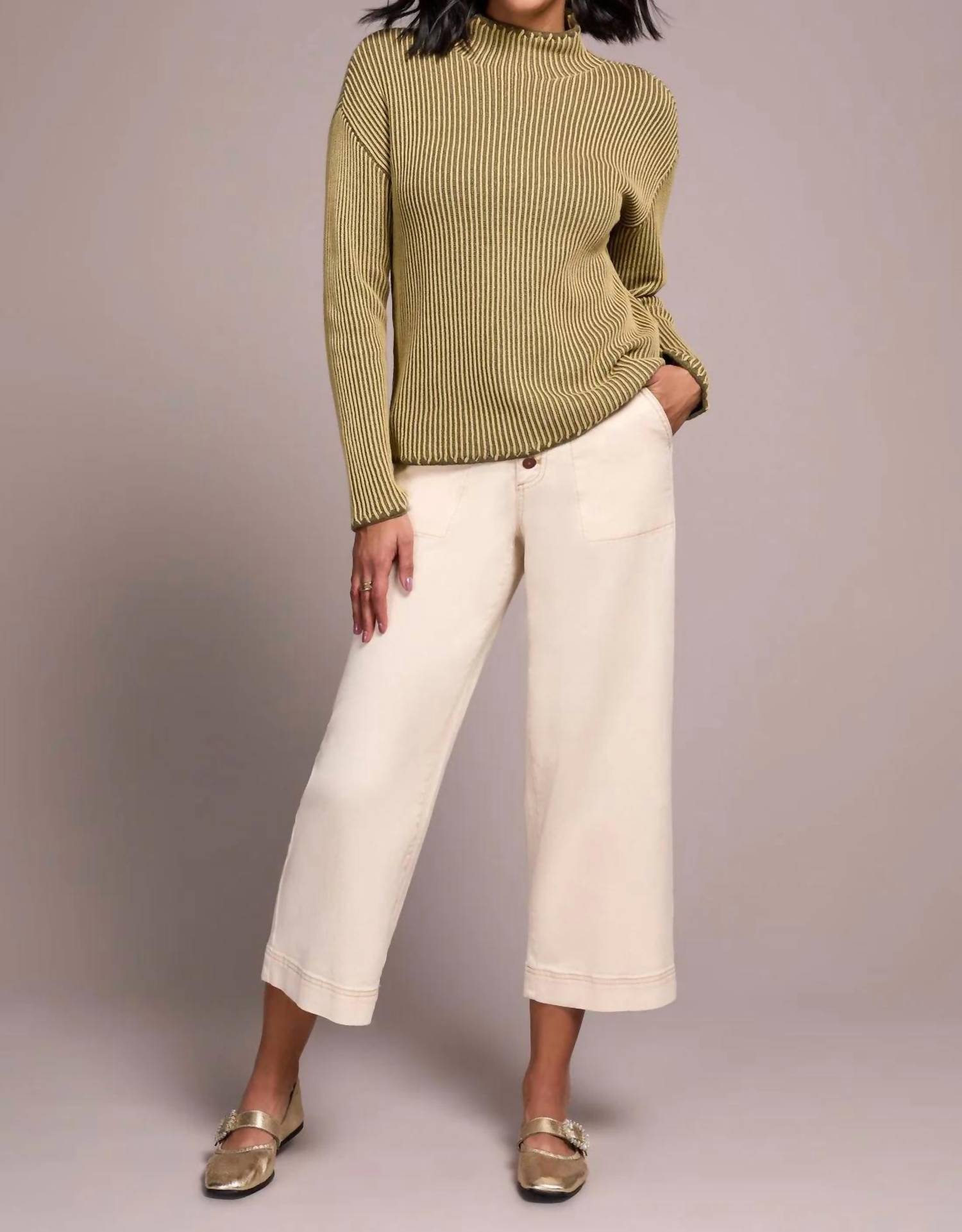 Tribal - Combed Cotton Two Tone Rib Sweater