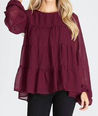 She + Sky - Women's Hi Low Woven Tiered Top