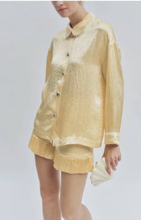 Maude Club - Porter Crinkle Satin Oversized Shirt