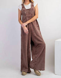Easel - Washed Terry Knit Overalls