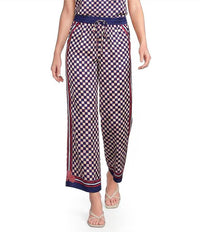 Current Air - Coordinating Checker Border Print Wide Leg Drawstring Pants