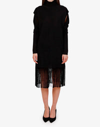 Salvatore Ferragamo - Cutout And Fringe Hem Dress
