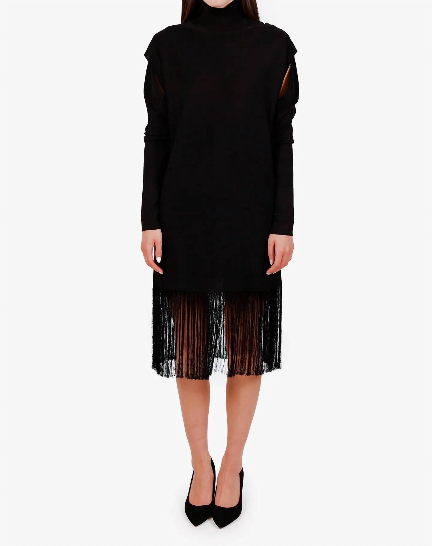 Salvatore Ferragamo - Cutout And Fringe Hem Dress