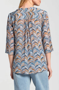 APNY Vneck with tassel in steel - women's blouse - detail view