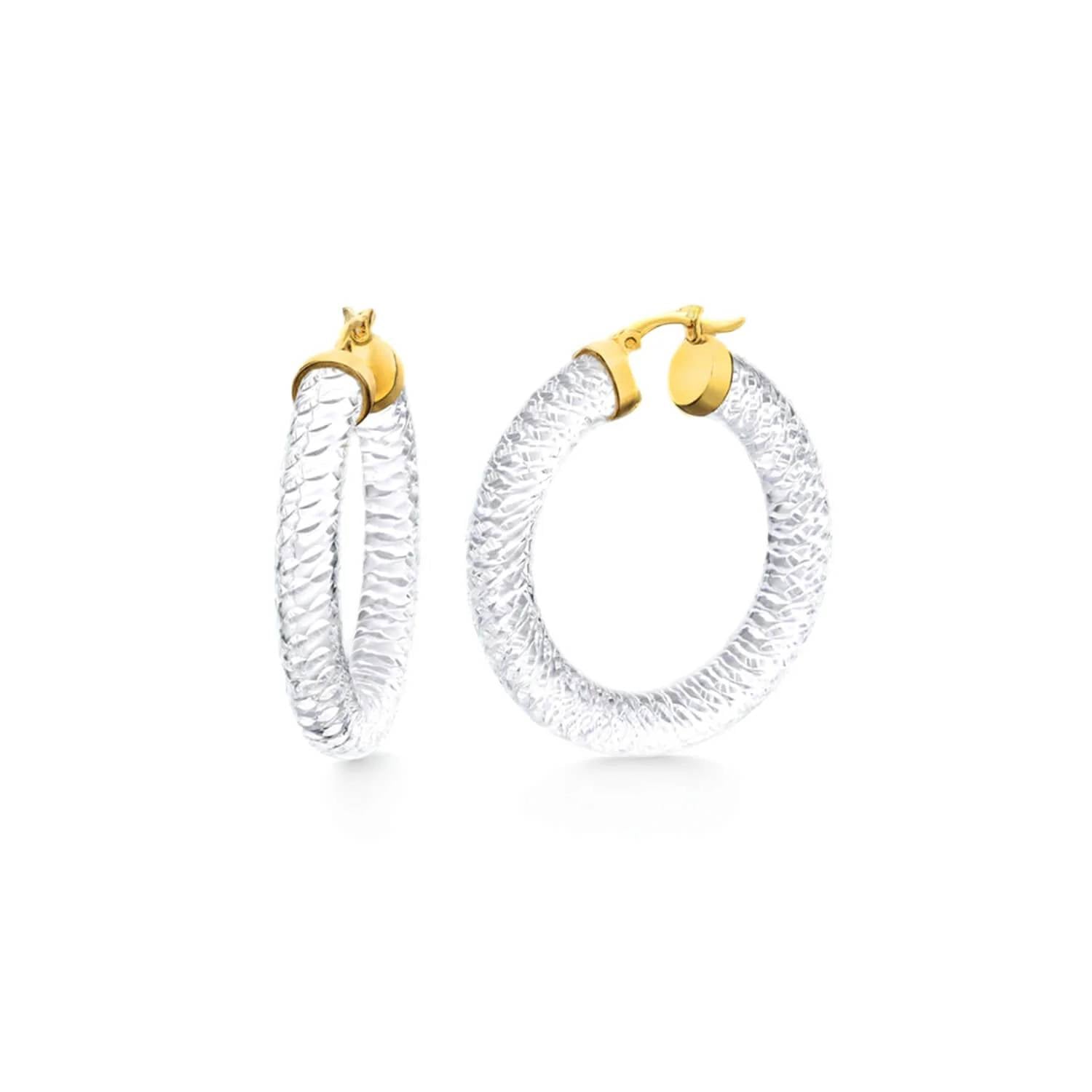 Gold & Honey - Women's Cable Lucite Hoop Earrings