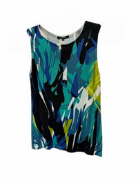 Cheryl Nash Women Printed Jewel Box Knit Tank Top in turquoise blue black lime - women's tank top