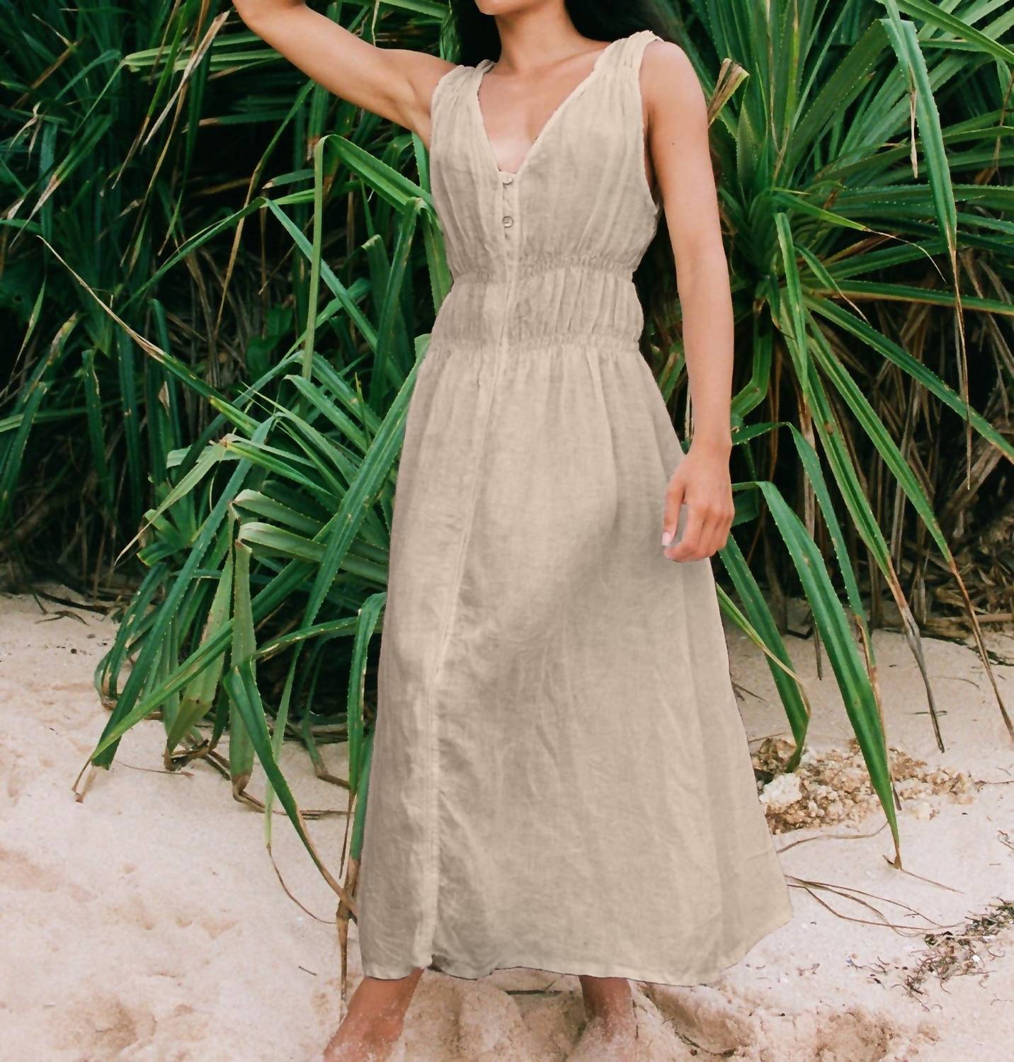 Yoga Jeans - Women's Linen Button Down Dress