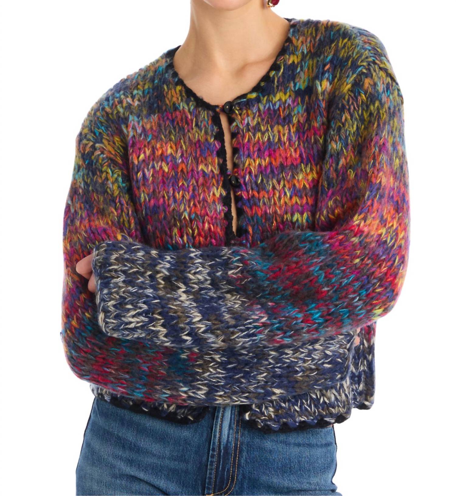 ALLISON NEW YORK Dora Cardigan in rainbow - women's cardigan - detail view