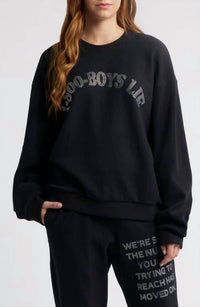 BOYS LIE Kara Crewneck Graphic Sweatshirt in black - women's sweater