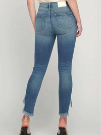 HIDDEN Taylor High Rise Distressed Skinny Jean in blue - women's jeans - alternate view