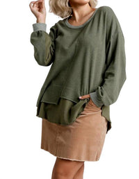 Umgee - Layered Frayed Hem Top