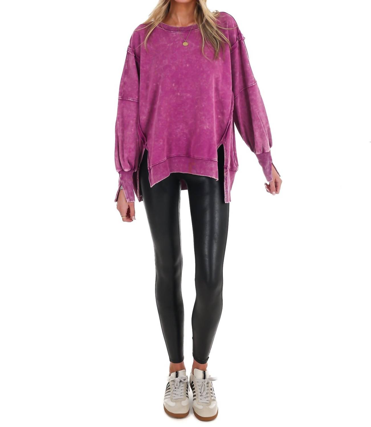 Zenana - Lovely Life Acid Wash Sweatshirt