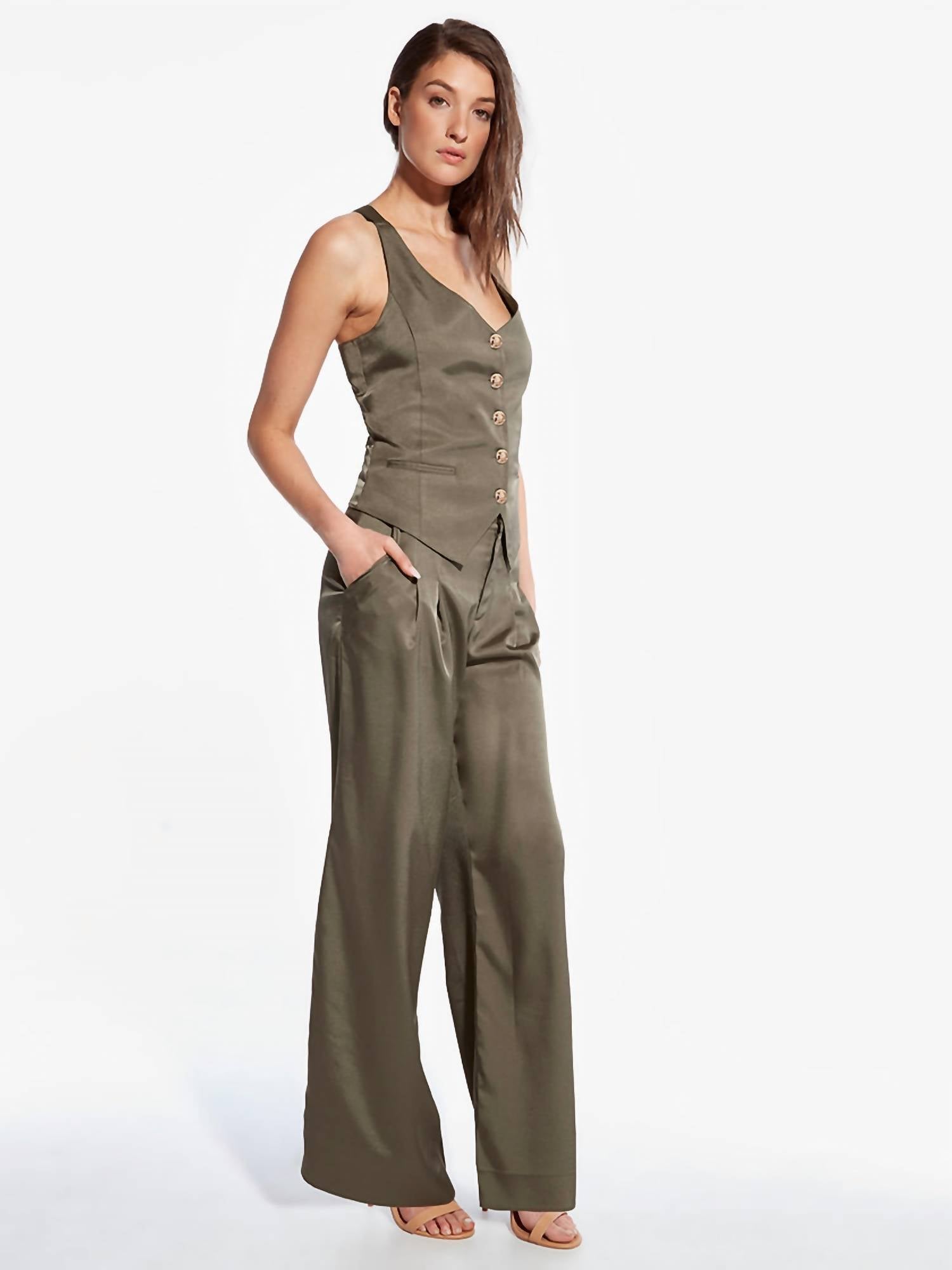 As By Df - Sasha Matte Satin Wide Leg Trousers