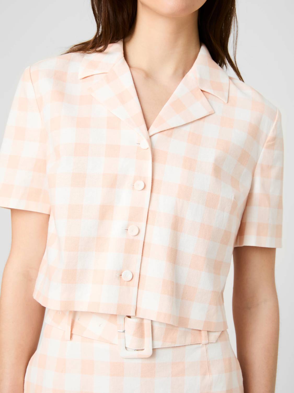 French Connection - Aspen Linen Gingham Crop Shirt