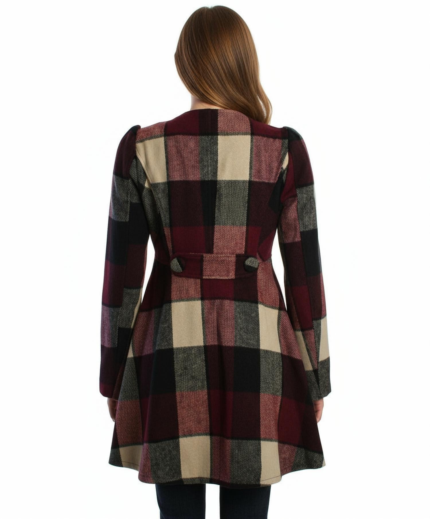 Ryu - Plaid Wool With Faux Fur Scarf Jacket