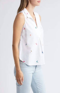 TOMMY BAHAMA Seaside Party Sleeveless Top in white - women's blouse - detail view
