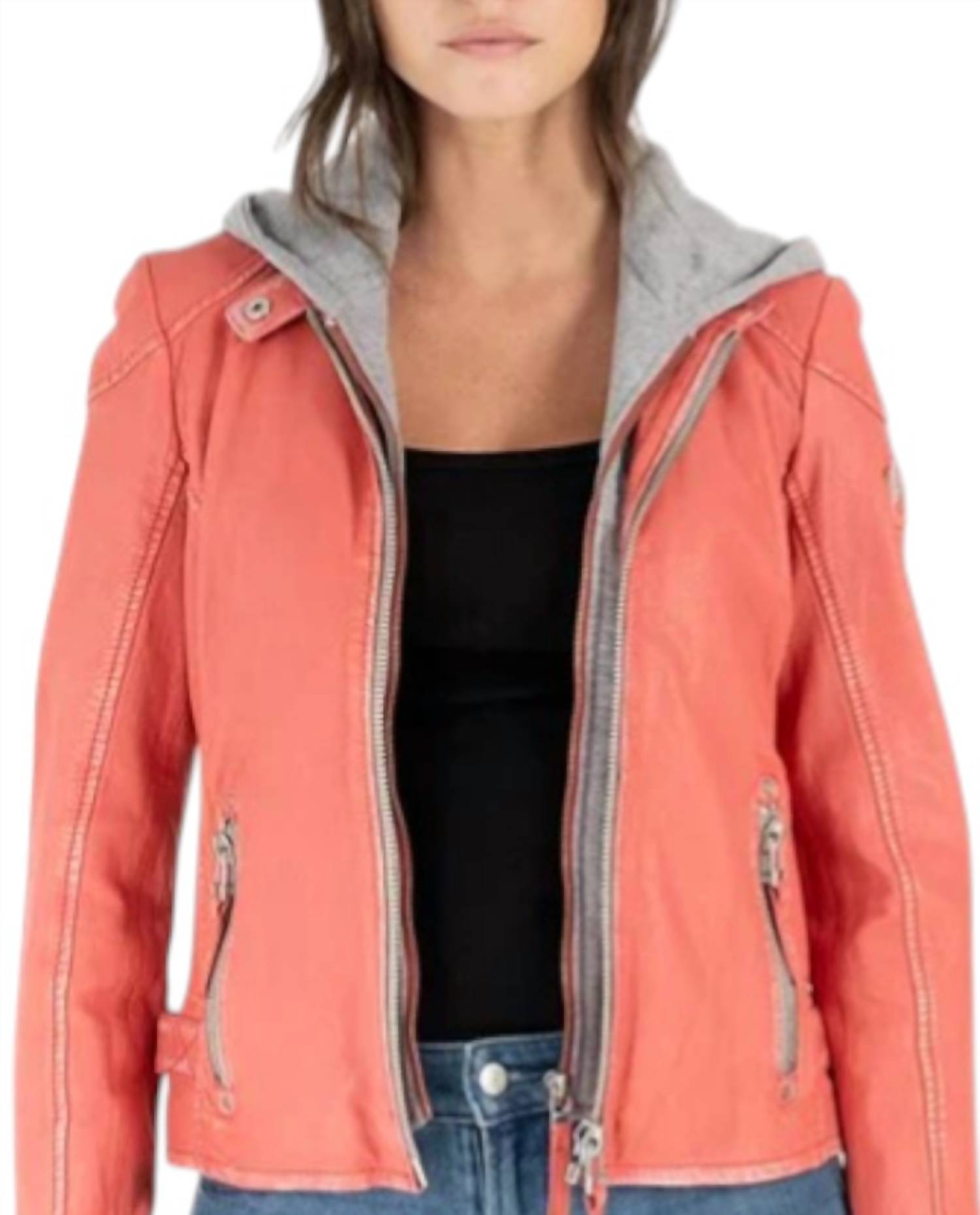 Mauritius - Hoodie Insert Leather Jacket