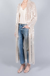 forte forte Liquid Sequin Dustcoat in pink - women's jacket - detail view