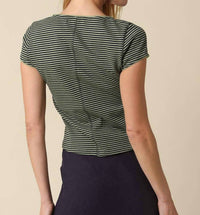 Olivaceous - Tahni Striped Button-Front Top