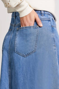 Tribal - Button Down Flowy Midi Skirt With Pockets