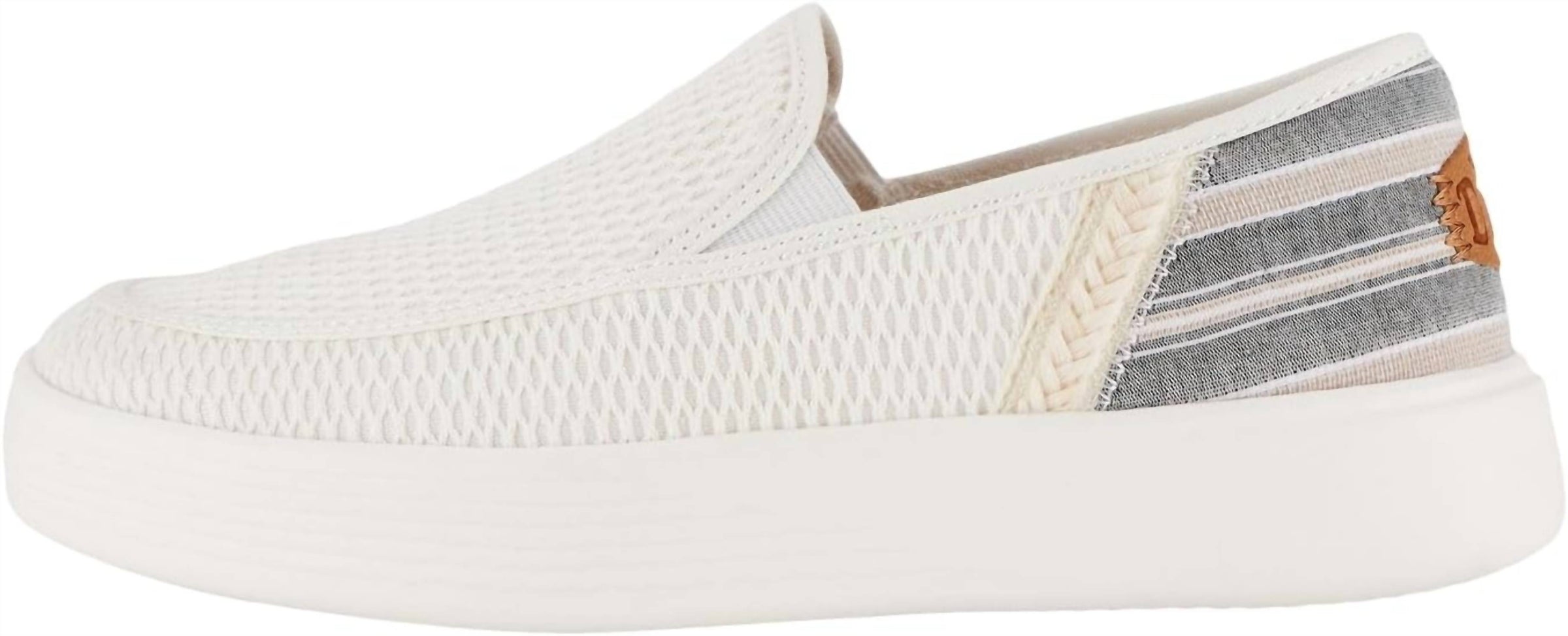 HEY DUDE Women's Sunapee Mesh Stripe Shoes in white - women's flats