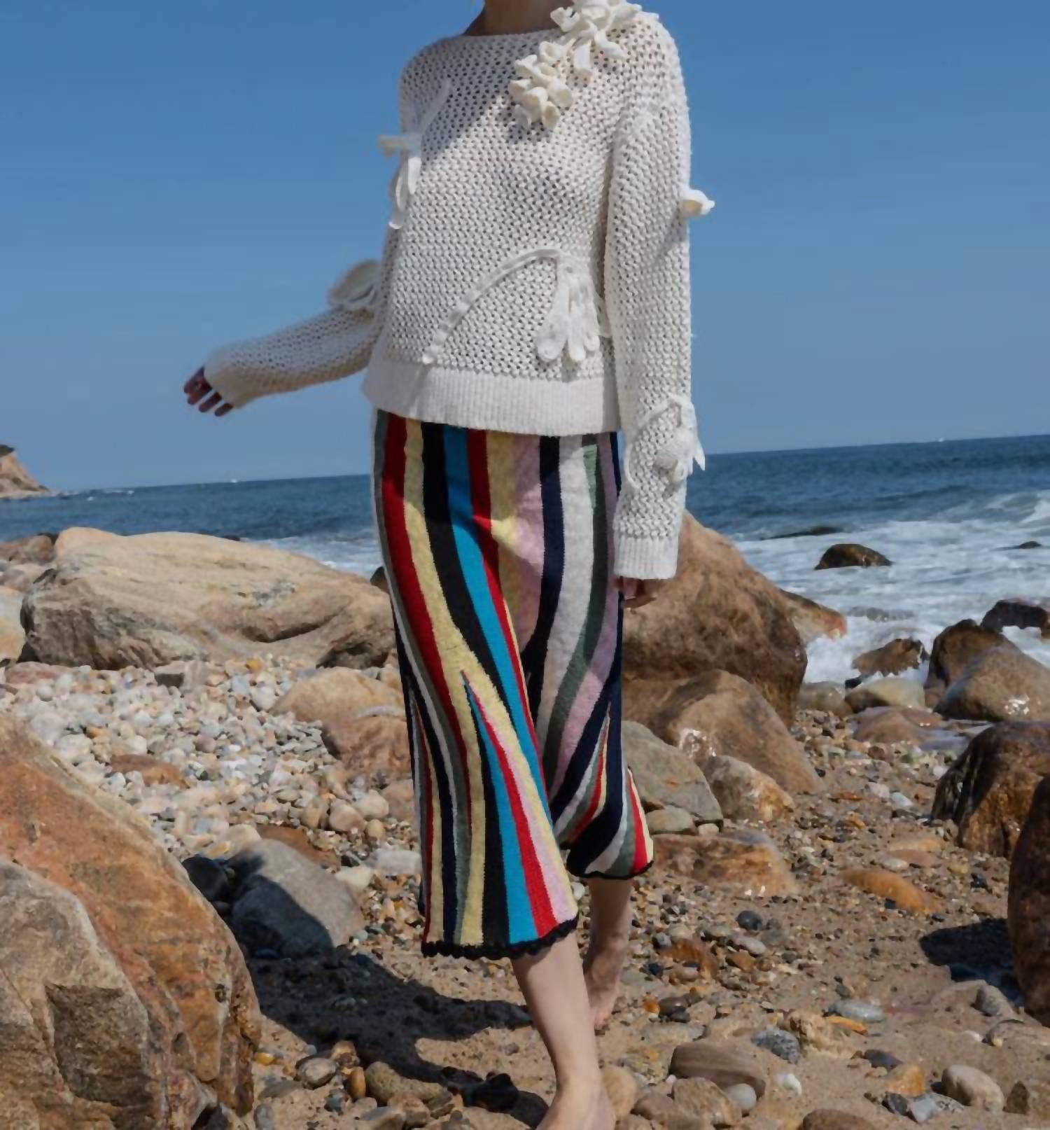 Lingua Franca Crochet Cammy Boatneck Top in cream - women's long sleeve top - view 6