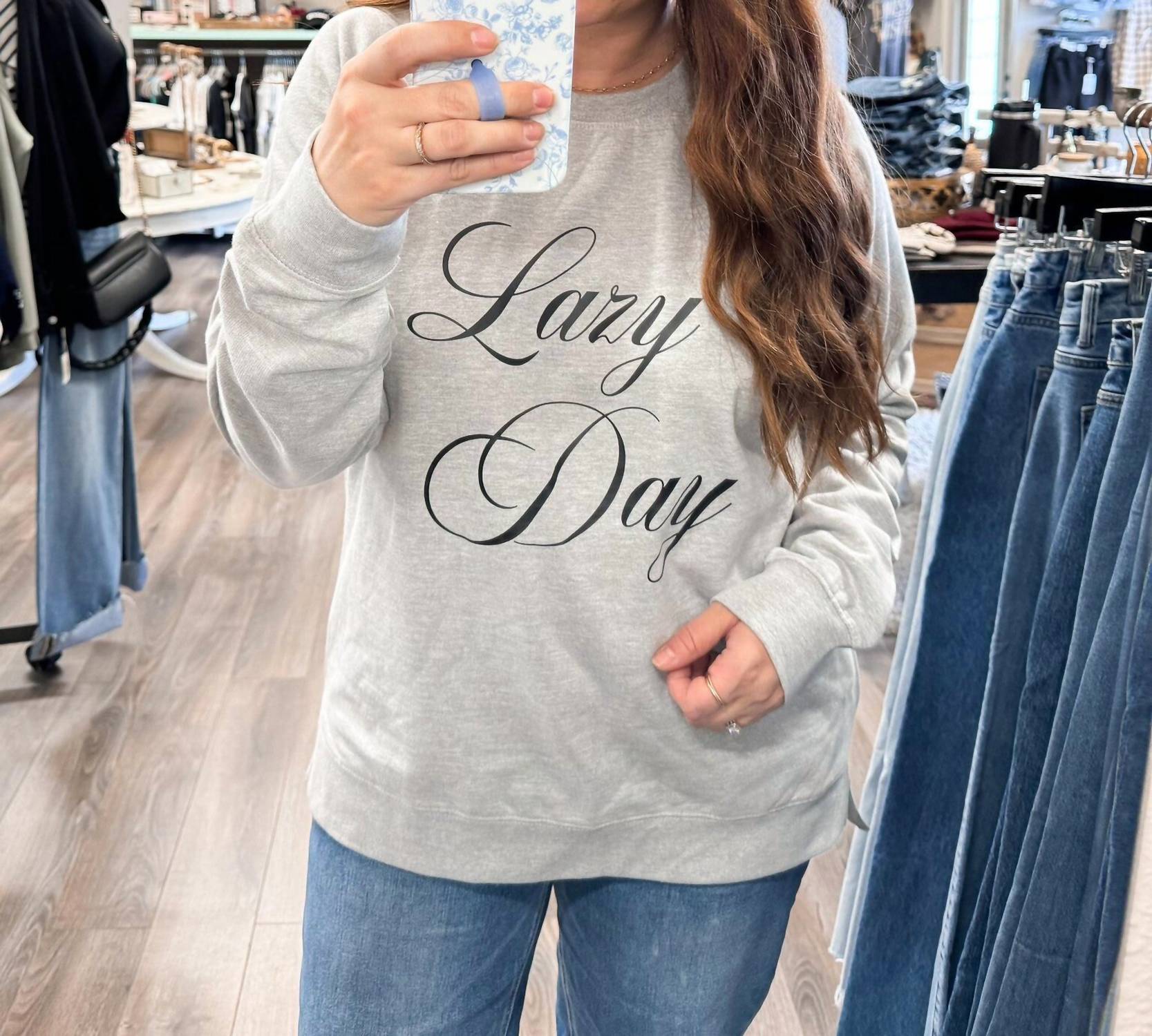 The Minted Olive - Lazy Day Graphic Crewneck Sweatshirt