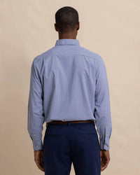 SOUTHERN TIDE Gingham Intercoastal Sport Shirt in seven seas blue - men's shirt - detail view