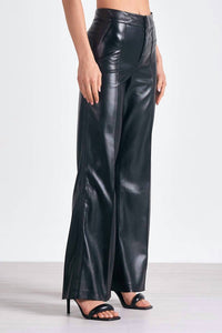 ELAN Faux Leather High Waist Pants in black - women's pants - detail view