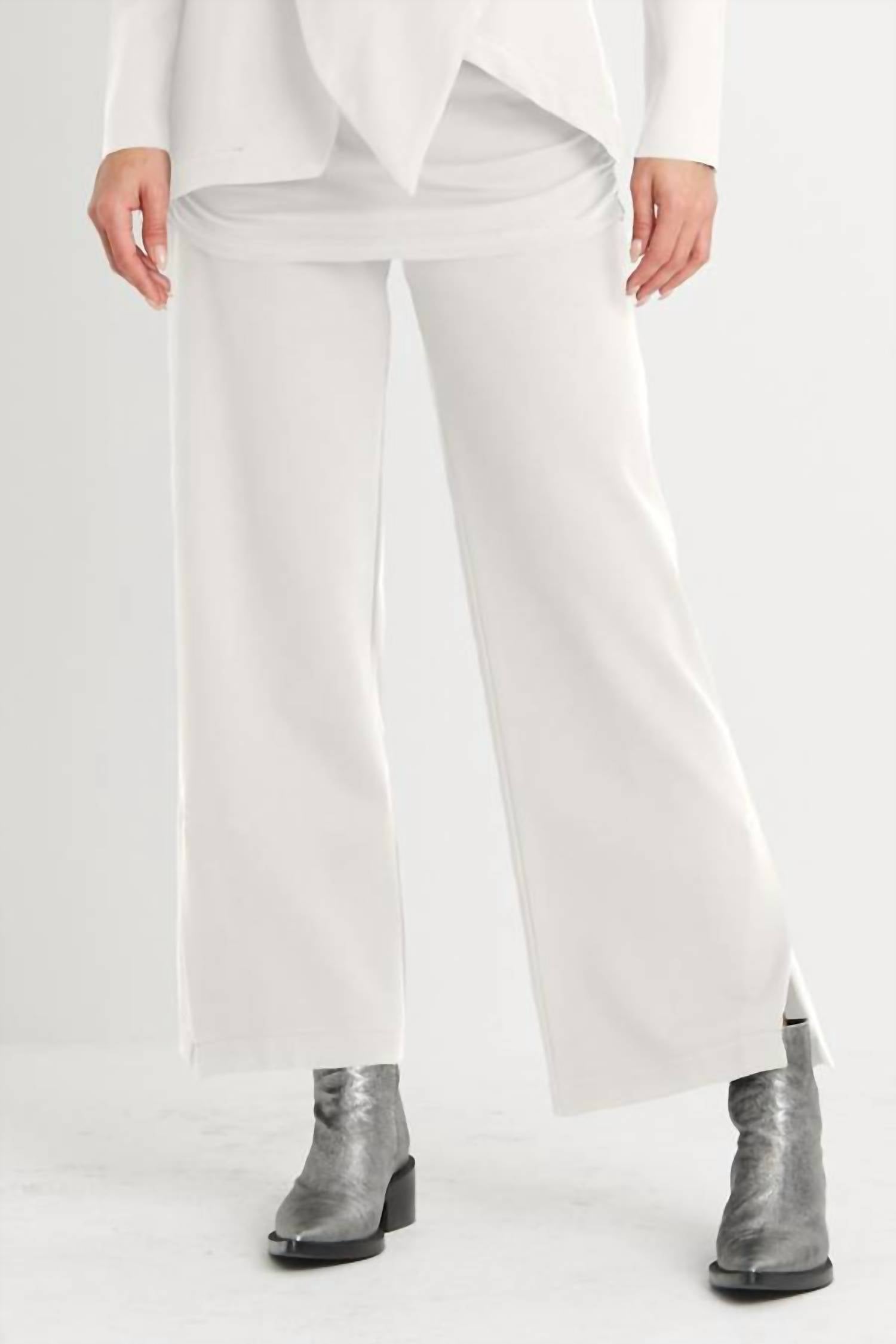 PLANET by Lauren G. SCUBA SIDE SPLIT PANT in vanilla - women's pants
