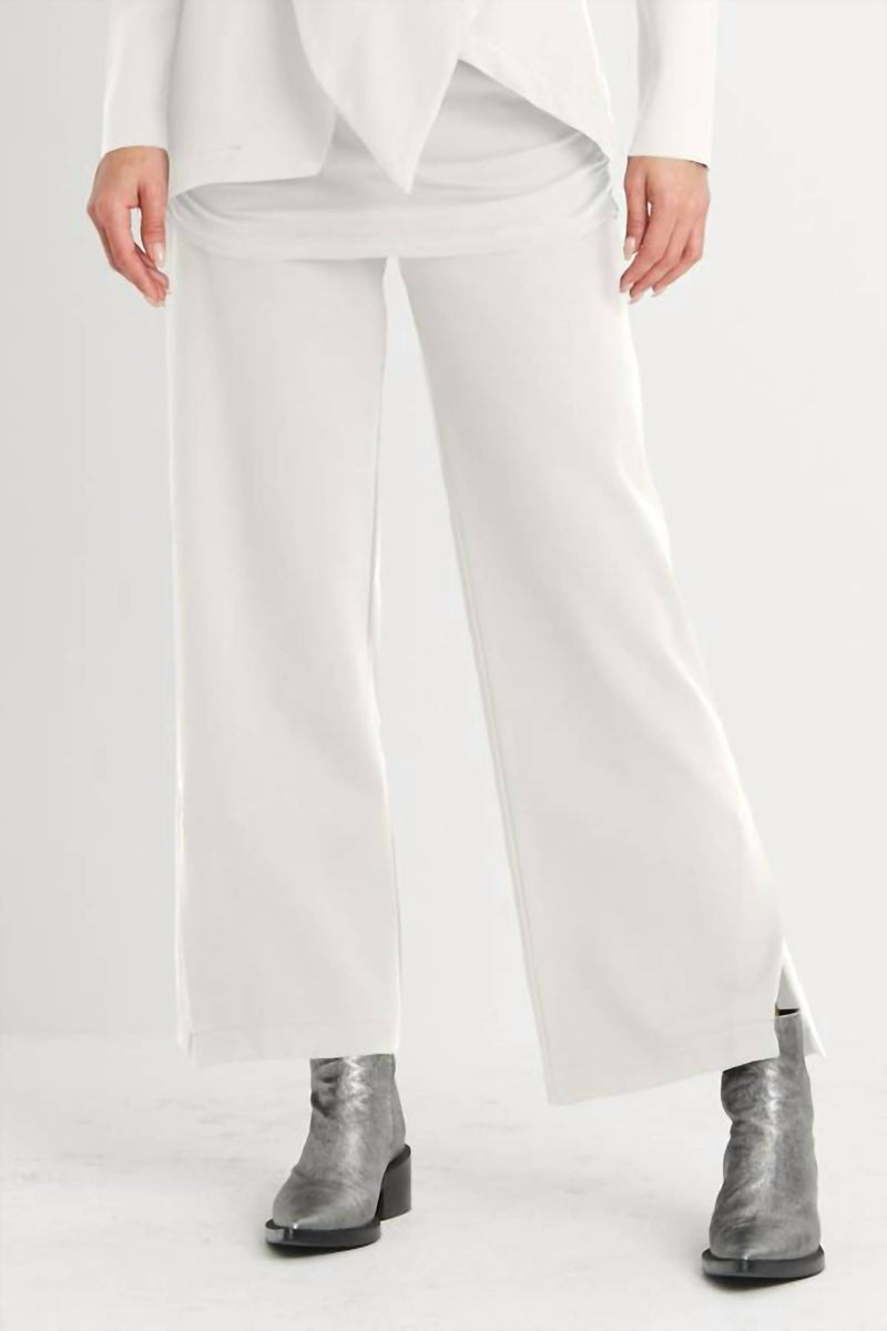 PLANET by Lauren G. SCUBA SIDE SPLIT PANT in vanilla - women's pants