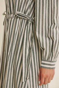 In February Bostyn Stripe Long Sleeve Maxi Dress in dark green - women's dress - view 4