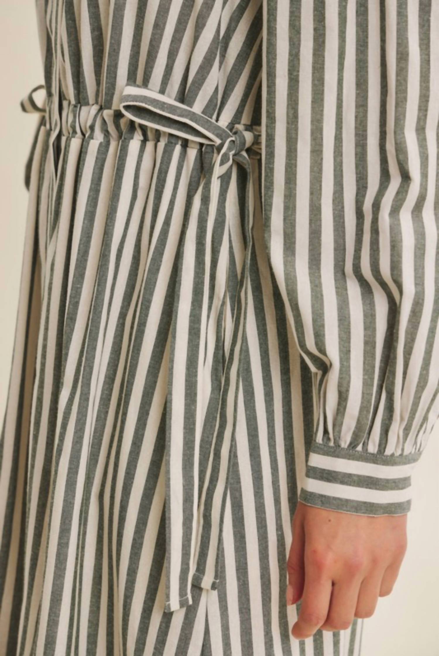 In February Bostyn Stripe Long Sleeve Maxi Dress in dark green - women's dress - view 4