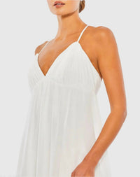 Mac Duggal - Ruffle V-neck Crisscross Mini Dress