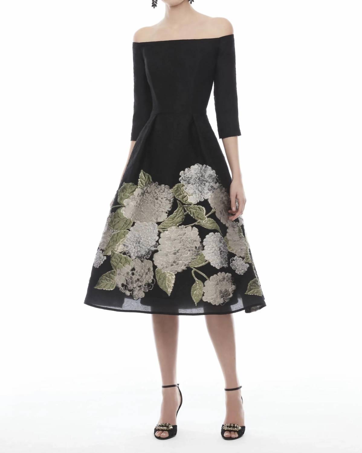 Frascara - Hydrangea Off Shoulder A-line Midi Dress