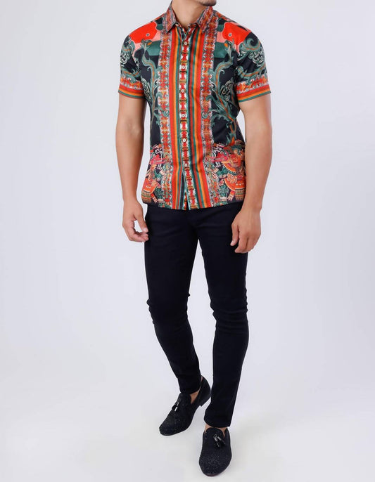 Barabas - Flickerkilt Rhinestone Short Sleeve Shirt