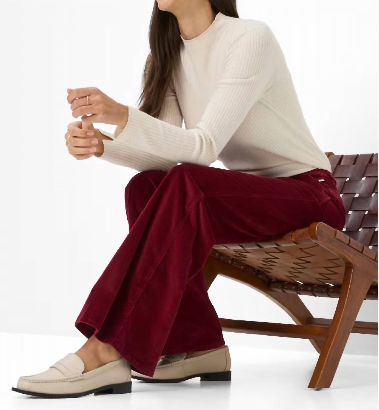 Brax Corduroy Wide Leg Palazzo Pants in mulberry - women's pants - view 4