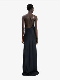 VICTORIA BECKHAM Chain Halter Gown in navy - women's dress - detail view