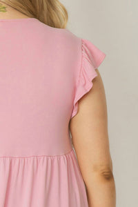 entro Tiered Ruffle Babydoll Top in baby pink - women's shirt - view 5